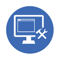 Icon showing monitor with one window and tools